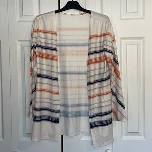 Striped Open Front Cardigan